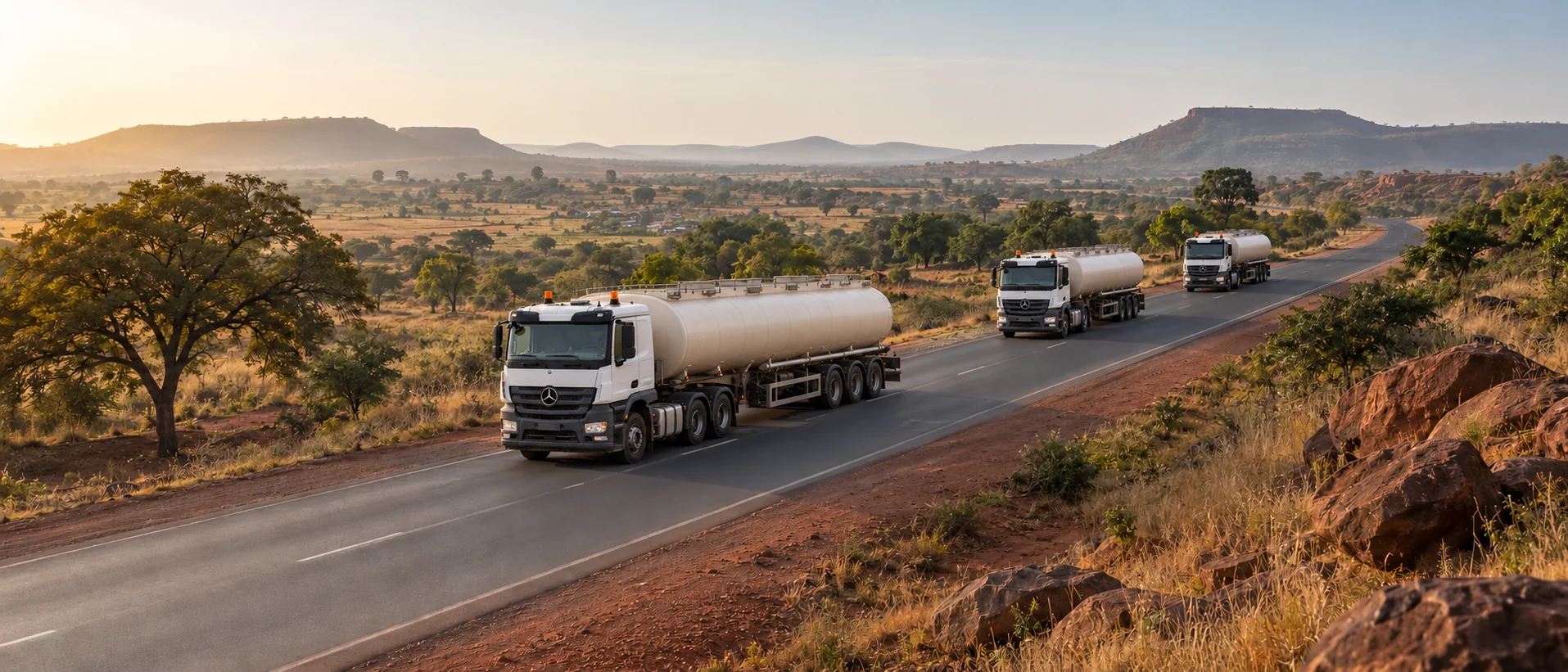Convoi de citernes sur un corridor routier du sud du Mali