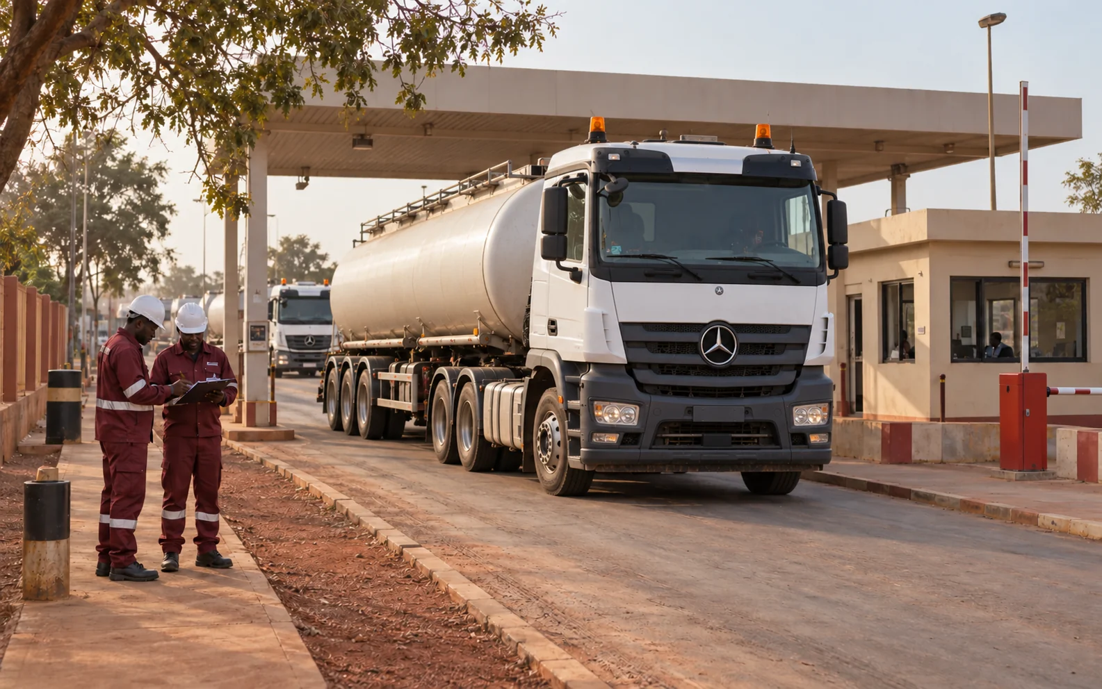 Camion-citerne et contrôle des documents sur un corridor d’approvisionnement malien